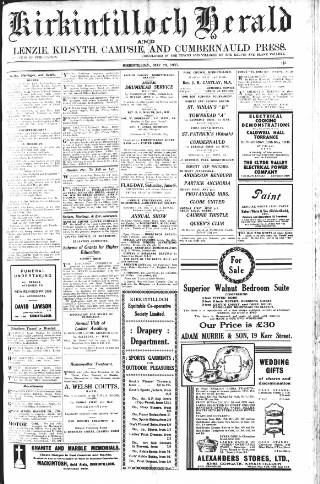 cover page of Kirkintilloch Herald published on May 29, 1935