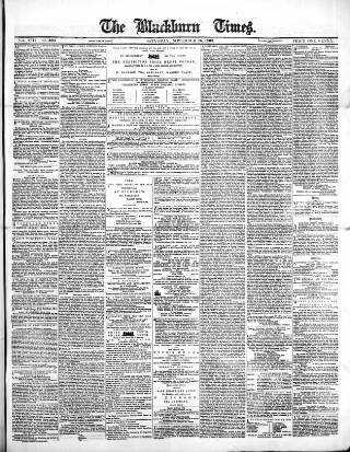 cover page of Blackburn Times published on November 15, 1862