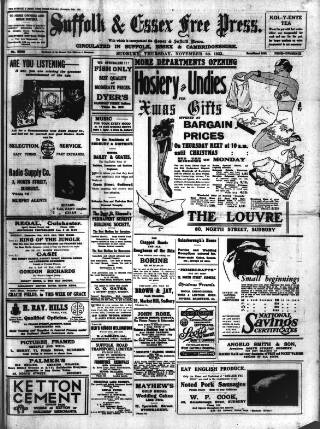 cover page of Suffolk and Essex Free Press published on November 30, 1933