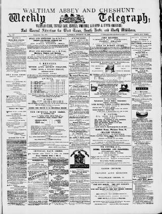 cover page of Waltham Abbey and Cheshunt Weekly Telegraph published on December 30, 1876