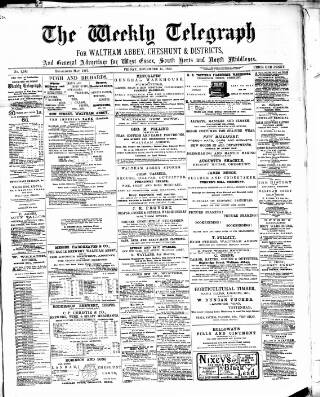 cover page of Waltham Abbey and Cheshunt Weekly Telegraph published on November 15, 1889