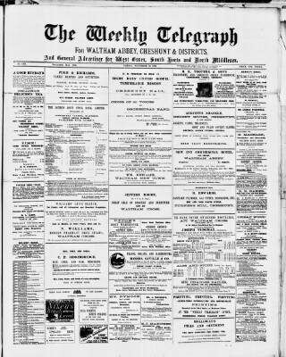 cover page of Waltham Abbey and Cheshunt Weekly Telegraph published on November 30, 1894