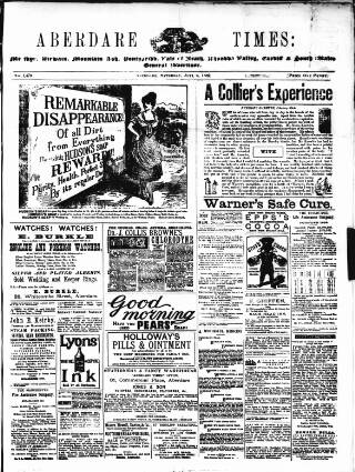 cover page of Aberdare Times published on July 6, 1889