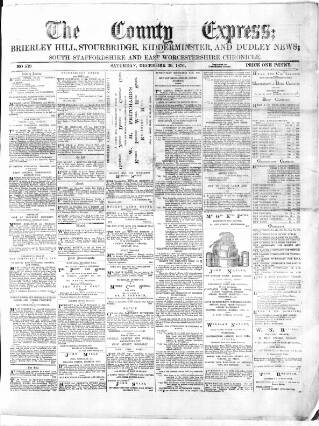 cover page of County Express; Brierley Hill, Stourbridge, Kidderminster, and Dudley News published on December 30, 1876