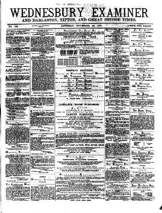 cover page of Midland Examiner and Times published on November 25, 1876