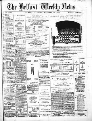cover page of Belfast Weekly News published on December 30, 1865