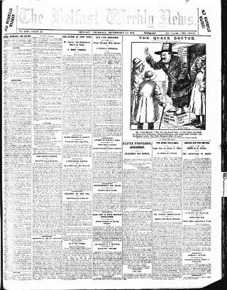 cover page of Belfast Weekly News published on September 18, 1913