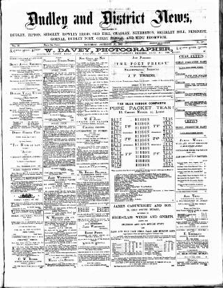 cover page of Dudley and District News published on December 30, 1882
