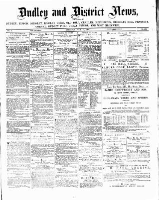 cover page of Dudley and District News published on July 12, 1884