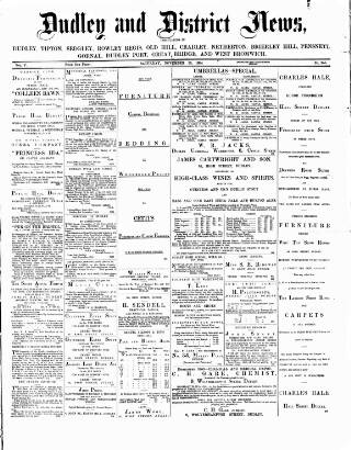 cover page of Dudley and District News published on November 15, 1884