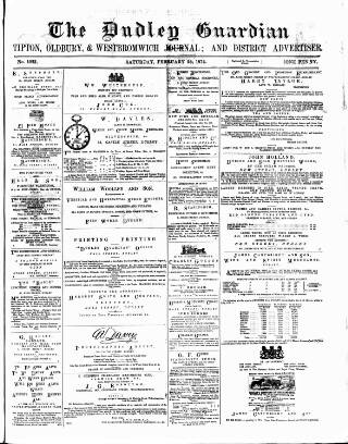 cover page of Dudley Guardian published on February 28, 1874