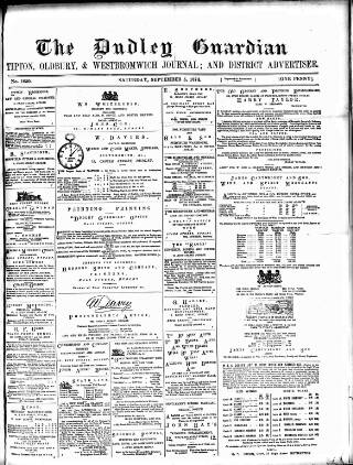 cover page of Dudley Guardian, Tipton, Oldbury & West Bromwich Journal and District Advertiser published on September 5, 1874