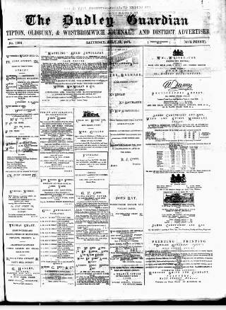 cover page of Dudley Guardian, Tipton, Oldbury & West Bromwich Journal and District Advertiser published on July 17, 1875
