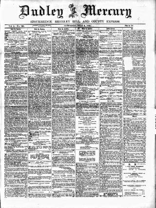 cover page of Dudley Mercury, Stourbridge, Brierley Hill, and County Express published on July 6, 1889