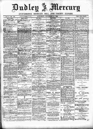 cover page of Dudley Mercury published on November 30, 1889