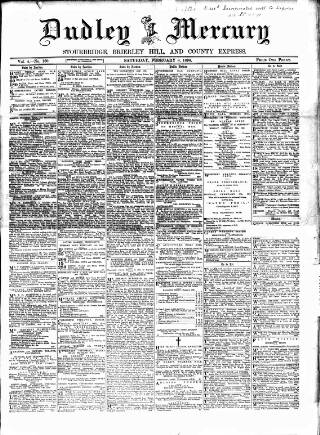 cover page of Dudley Mercury published on February 8, 1890