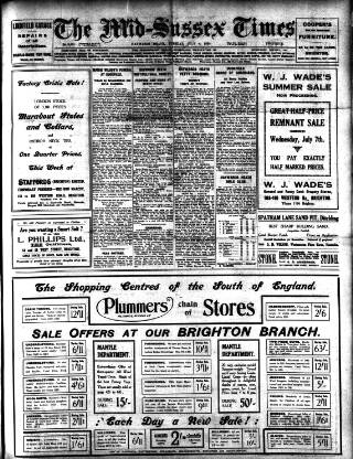 cover page of Mid Sussex Times published on July 6, 1926