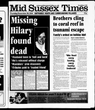cover page of Mid Sussex Times published on December 30, 2004