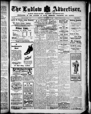 cover page of Ludlow Advertiser published on September 18, 1915