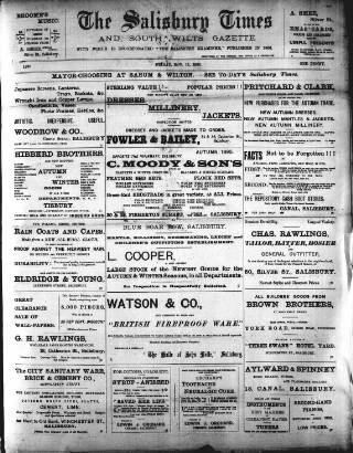 cover page of The Salisbury Times published on November 15, 1895