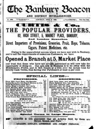 cover page of Banbury Beacon published on July 6, 1895