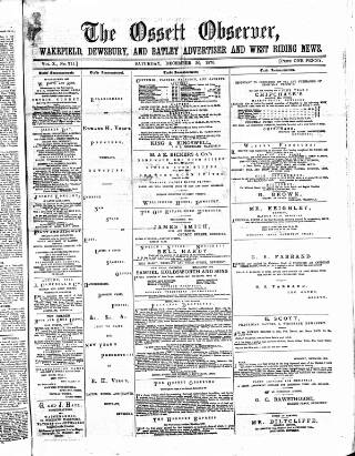 cover page of Ossett Observer published on December 30, 1876