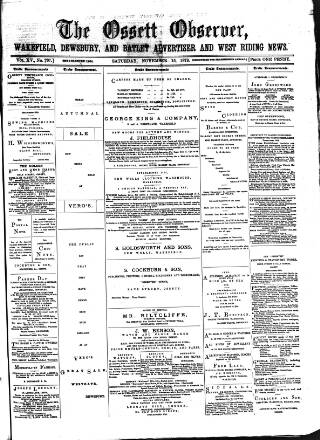 cover page of Ossett Observer published on November 15, 1879