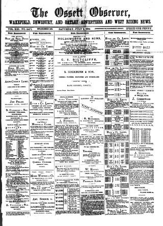 cover page of Ossett Observer published on July 3, 1886
