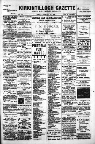 cover page of Kirkintilloch Gazette published on February 28, 1908