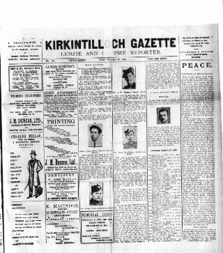 cover page of Kirkintilloch Gazette published on November 15, 1918