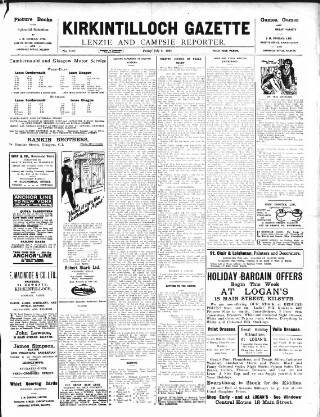 cover page of Kirkintilloch Gazette published on July 6, 1928