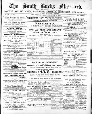 cover page of South Bucks Standard published on February 28, 1896
