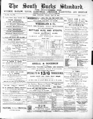 cover page of South Bucks Standard published on May 29, 1896