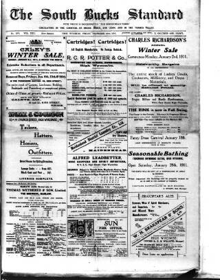 cover page of South Bucks Standard published on December 30, 1910