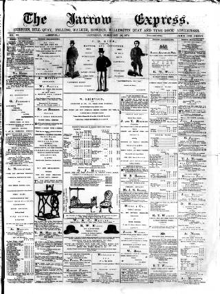 cover page of Jarrow Express published on February 28, 1874
