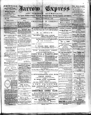 cover page of Jarrow Express published on November 30, 1888