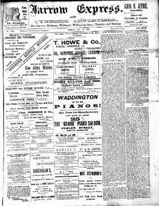 cover page of Jarrow Express published on November 15, 1912