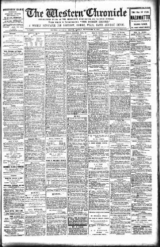 cover page of Western Chronicle published on November 15, 1907