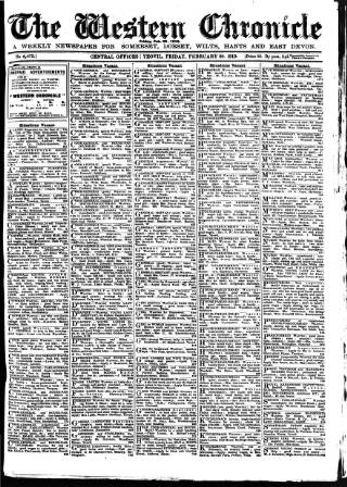 cover page of Western Chronicle published on February 28, 1919