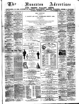 cover page of Nuneaton Advertiser published on December 30, 1871