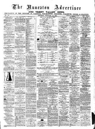 cover page of Nuneaton Advertiser published on February 28, 1874