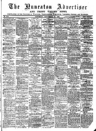 cover page of Nuneaton Advertiser published on September 18, 1886