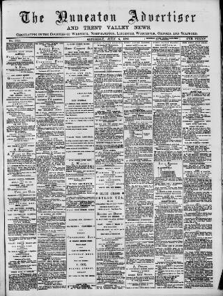 cover page of Nuneaton Advertiser published on July 6, 1889
