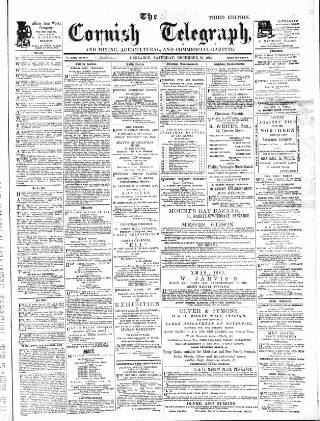cover page of Cornish Telegraph published on December 30, 1882