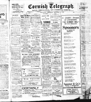 cover page of Cornish Telegraph published on November 30, 1911