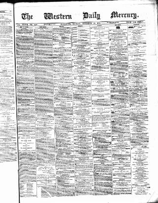 cover page of Western Daily Mercury published on November 30, 1874