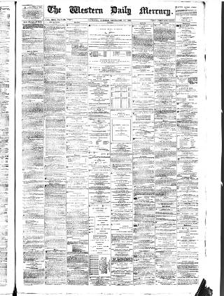 cover page of Western Daily Mercury published on September 18, 1883