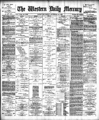 cover page of Western Daily Mercury published on November 15, 1889