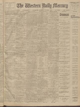 cover page of Western Daily Mercury published on July 6, 1912