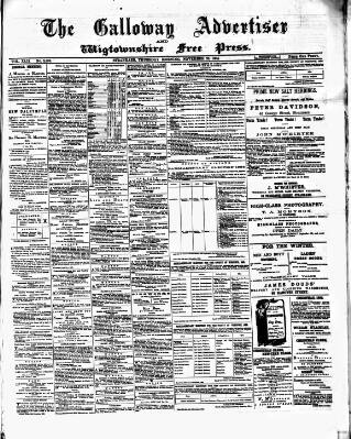 cover page of Galloway Advertiser and Wigtownshire Free Press published on November 26, 1885